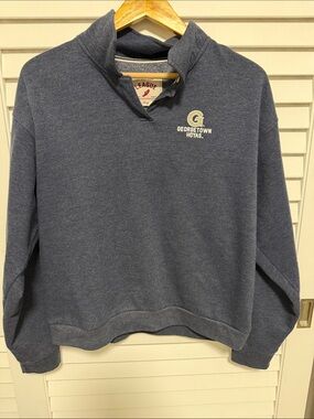 Georgetown Hoyas Heathered Navy Polo Collar Sweatshirt